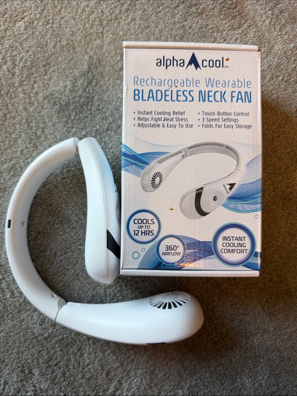 Hands-Free Bladeless Neck Fan in White